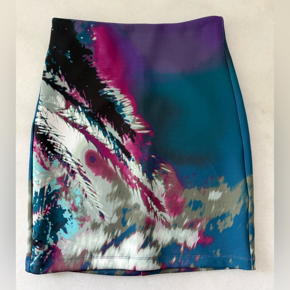 Bebe Purple Blue Mini Pencil Skirt for Cocktail